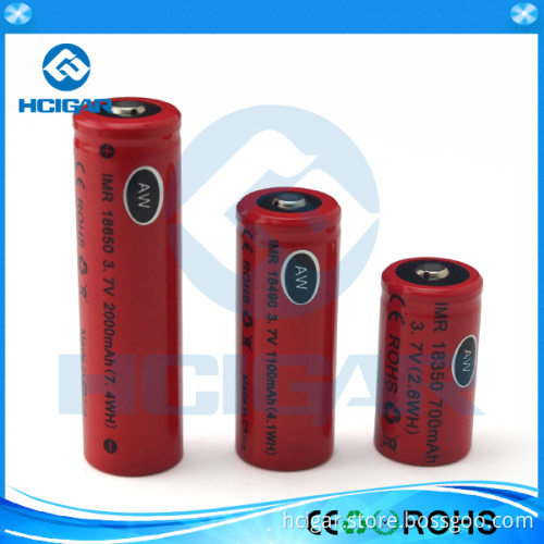 Hcigar Original Hottest Imr Aw Battery 18350/700mAh, 18490/1100mAh, 18650/2000mAh